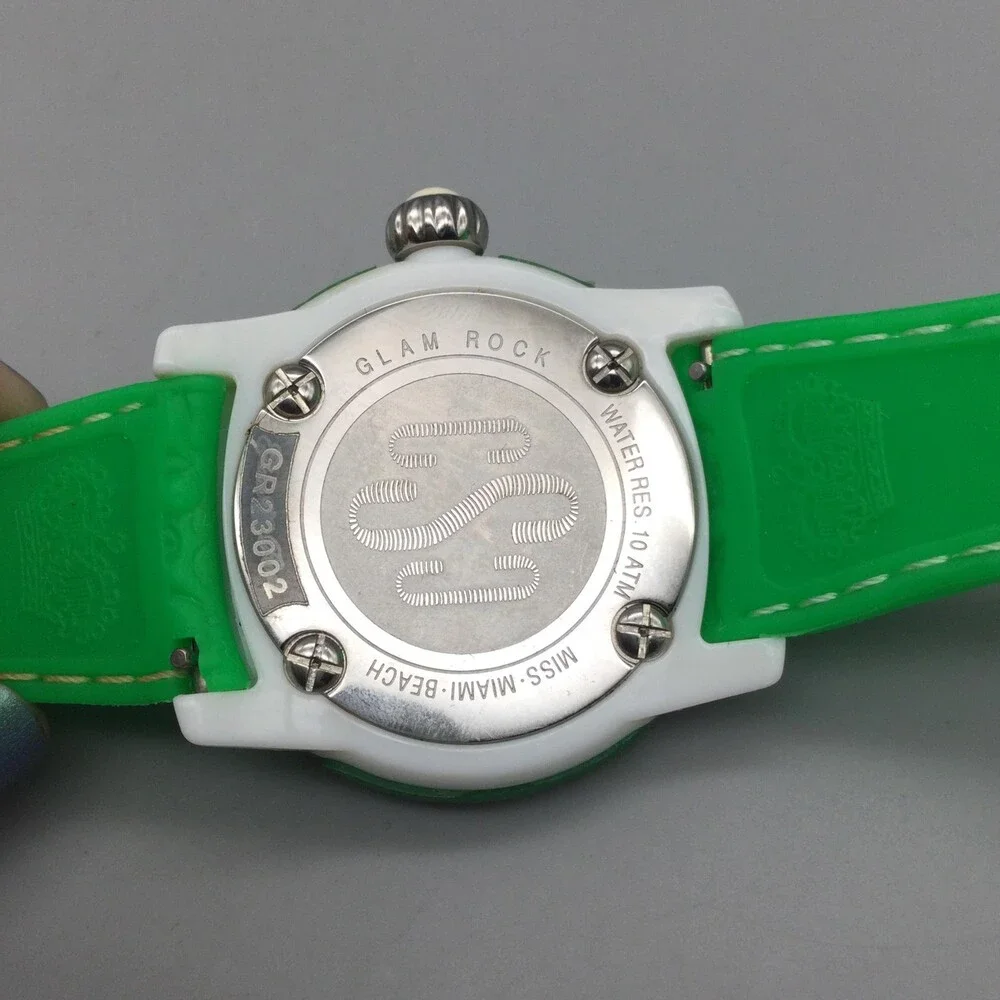 Glam Rock Miss Miami Beach Womens Watch 38mm Chipped Crystal Green New Battery